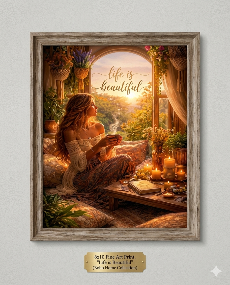 "Life is Beautiful" Boho Fine Art Print – 8x10 Wall Decor