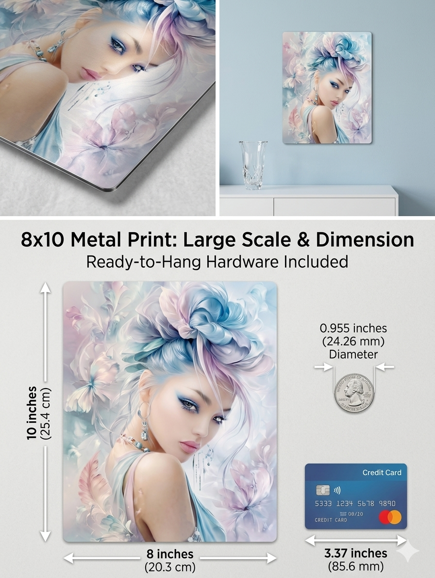 Ethereal Goddess Sublimation Metal Print – Pastel Floral Fantasy Wall Art, 8x10 High-Gloss Aluminum Panel