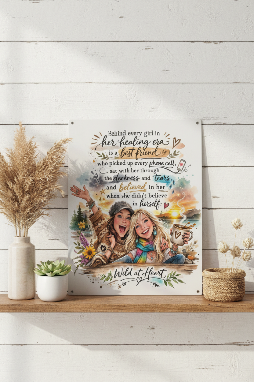 Best Friends Healing Era – 8x10 Metal Print | Boho Friendship Wall Art
