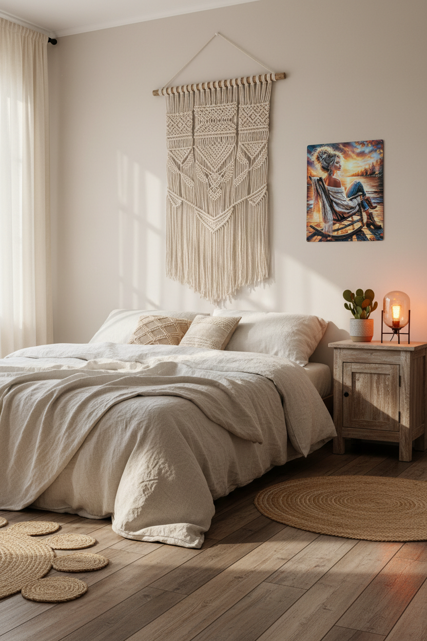 Lakeside Reverie – 8x10 Premium Metal Art Print | Boho Autumn Wall Decor