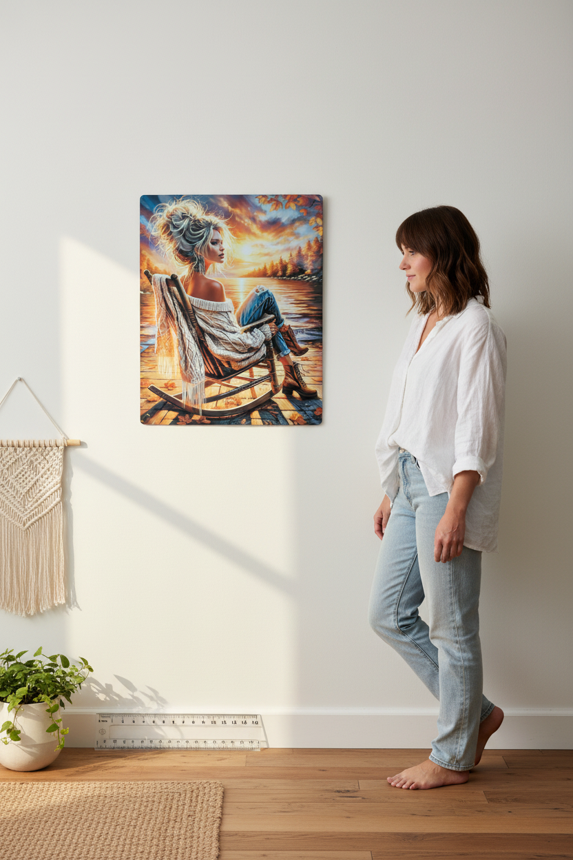 Lakeside Reverie – 8x10 Premium Metal Art Print | Boho Autumn Wall Decor