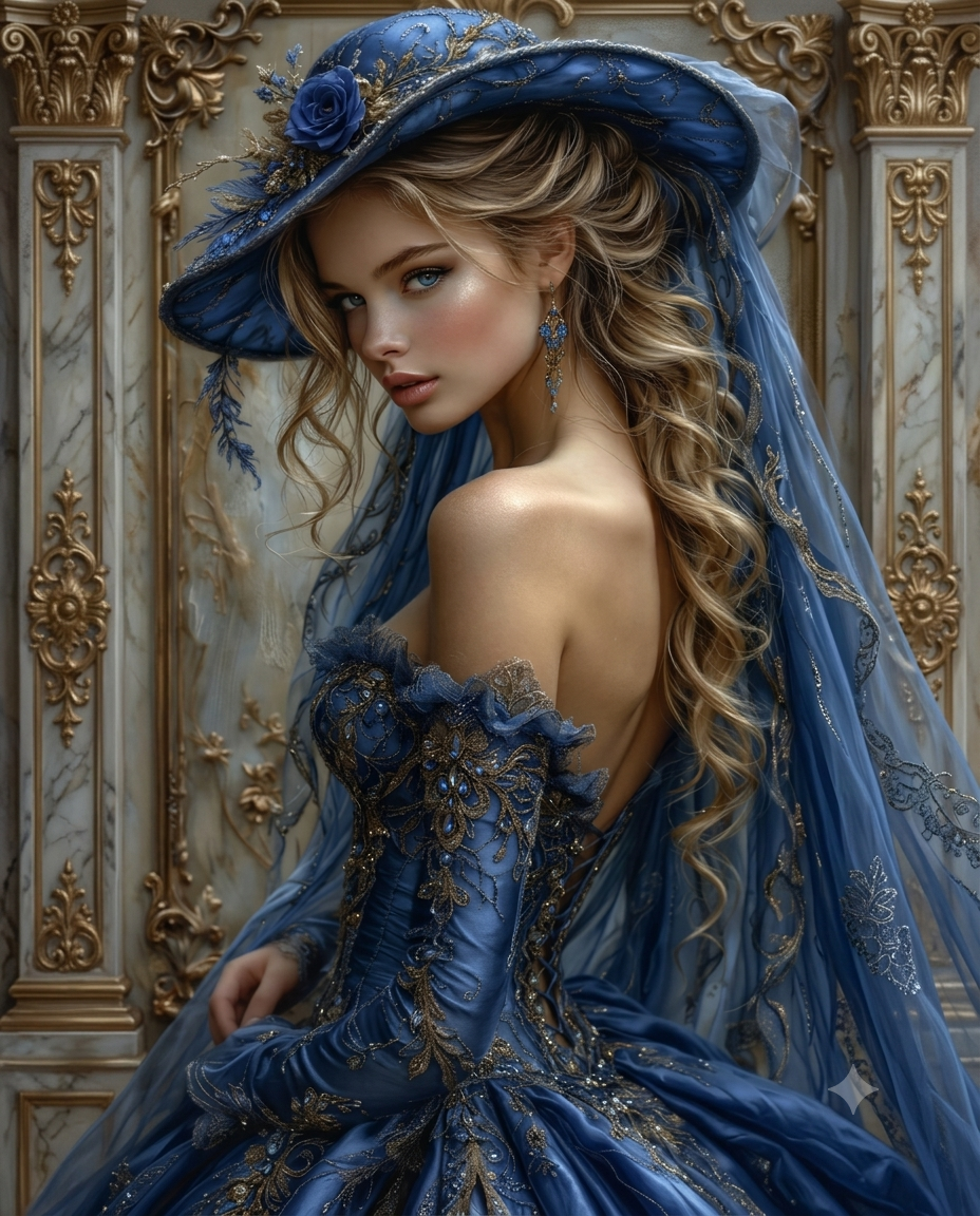 Blue Velvet — Victorian Elegance Wall Art Print