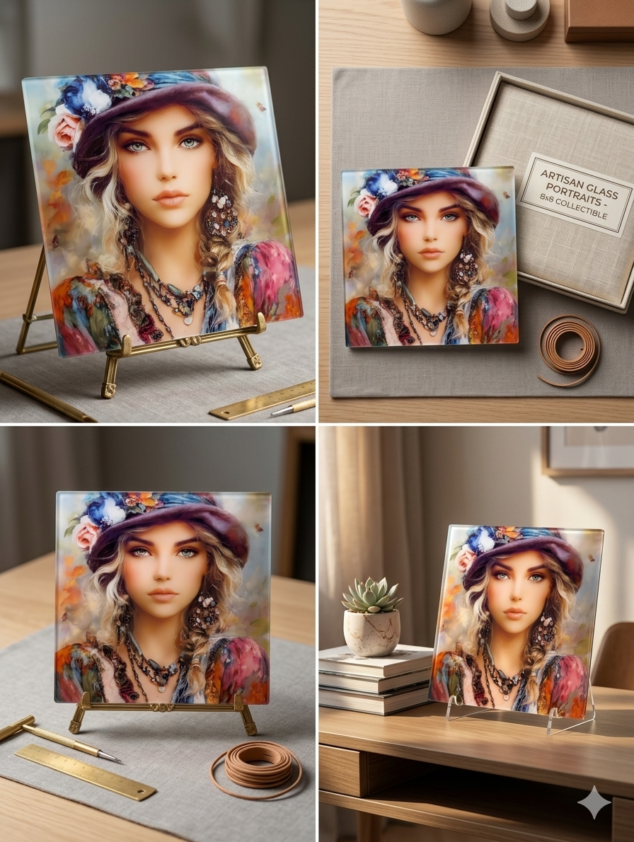 Bohemian Gypsy Woman Glass Tile Art – 8x8 Rustic Home Decor | Kennel Kreations Collection