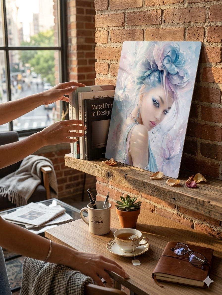 Ethereal Goddess Sublimation Metal Print – Pastel Floral Fantasy Wall Art, 8x10 High-Gloss Aluminum Panel